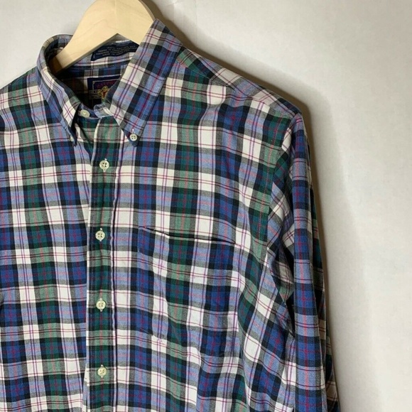 Ralph Lauren Chaps Mens Oxford Shirt Blue Plaid L - Picture 2 of 5